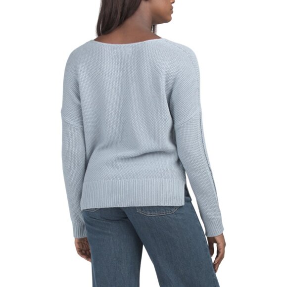 LUCKY BRAND Dusty Blue Spring Weight V-neck Pullover Sweater - Picture 2 of 2